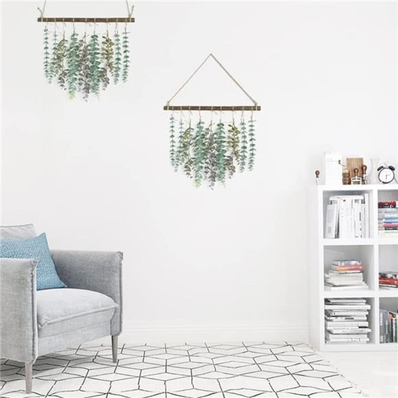 Artificial Eucalyptus Greenery Hanging Wall Decor Vines Plants with Wooden Stick - Picture 4 of 7